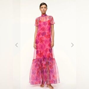 Staud Calluna Dress in Magenta Painted Floral